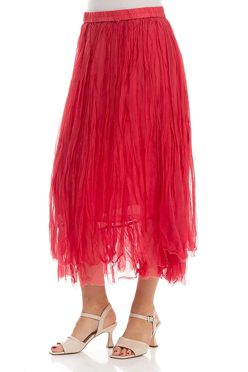Raspberry Crumpled Silk Chiffon Skirt
