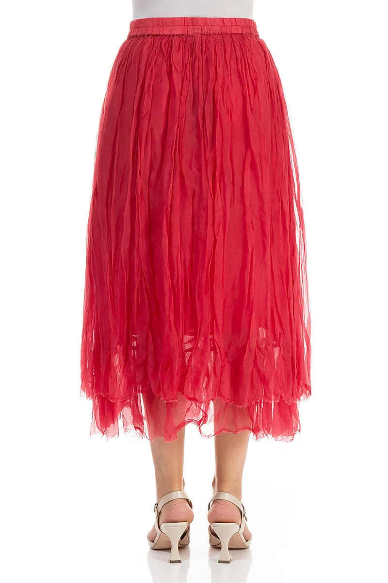 Raspberry Crumpled Silk Chiffon Skirt