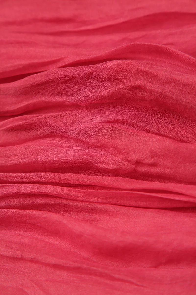 Raspberry Crumpled Silk Chiffon Skirt