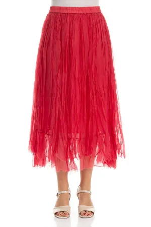 Raspberry Crumpled Silk Chiffon Skirt