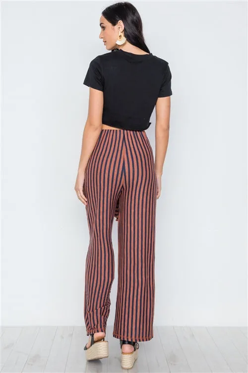Richie Striped Tie Wide Leg Pants
