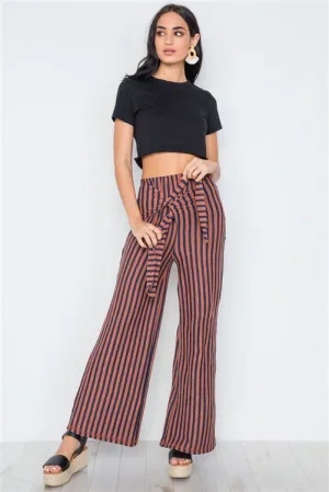 Richie Striped Tie Wide Leg Pants