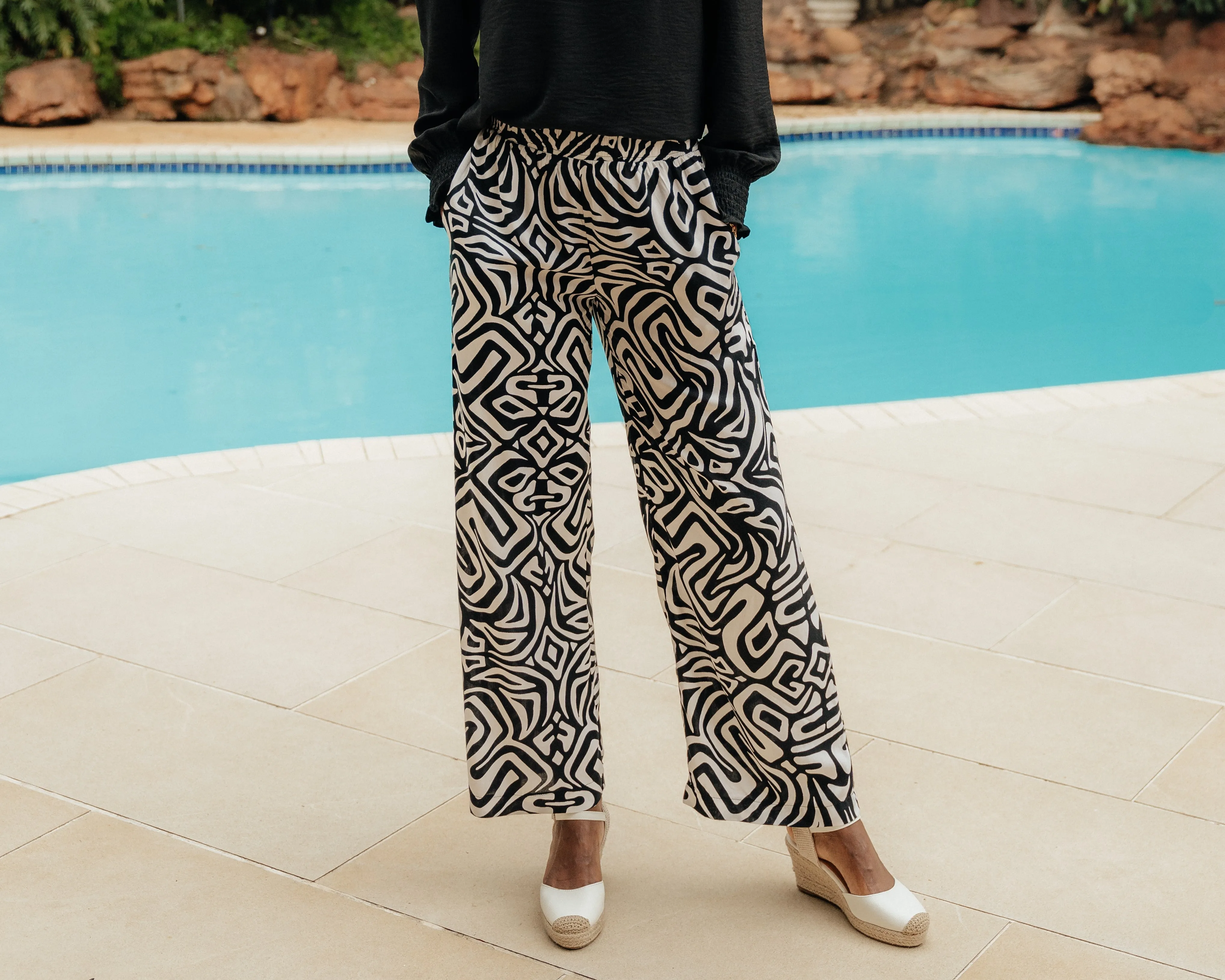 Riviera Pants Black/White Ivory