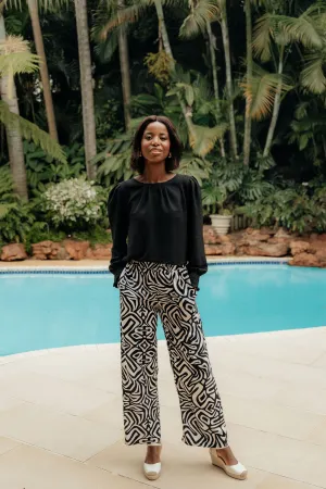 Riviera Pants Black/White Ivory