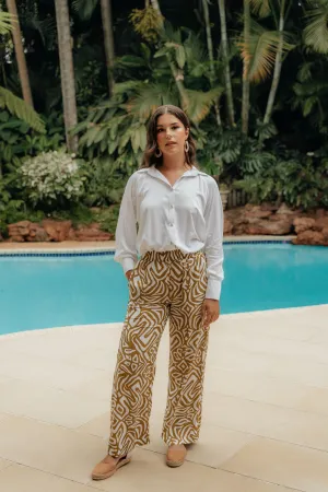 Riviera Pants Mustard Geometric