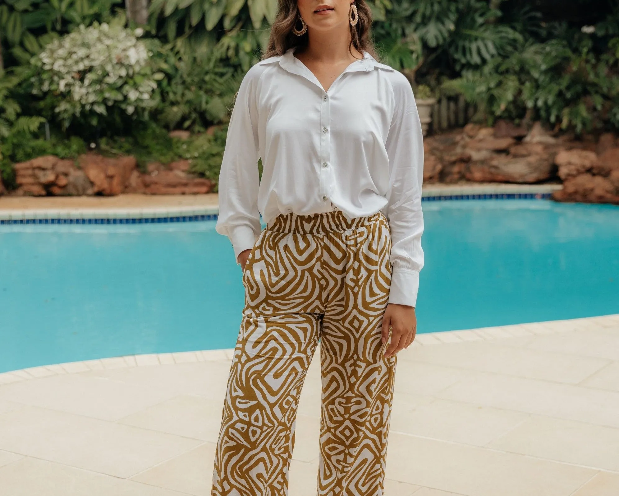Riviera Pants Mustard Geometric