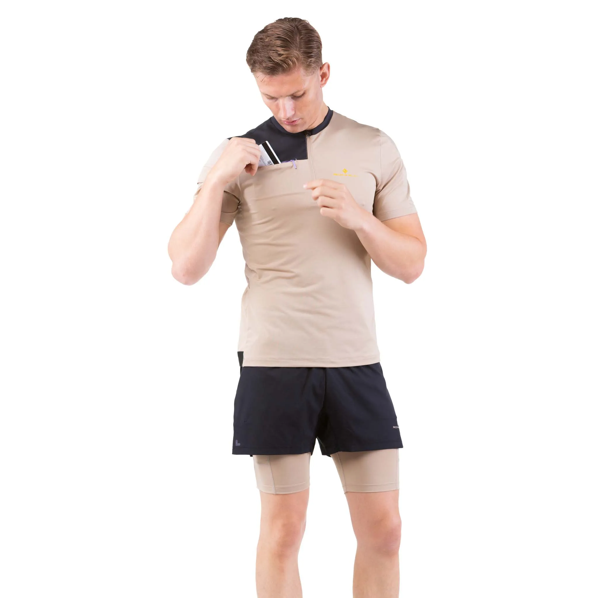 Ronhill | Men's Tech Ultra 1/2 Zip Tee - Latte