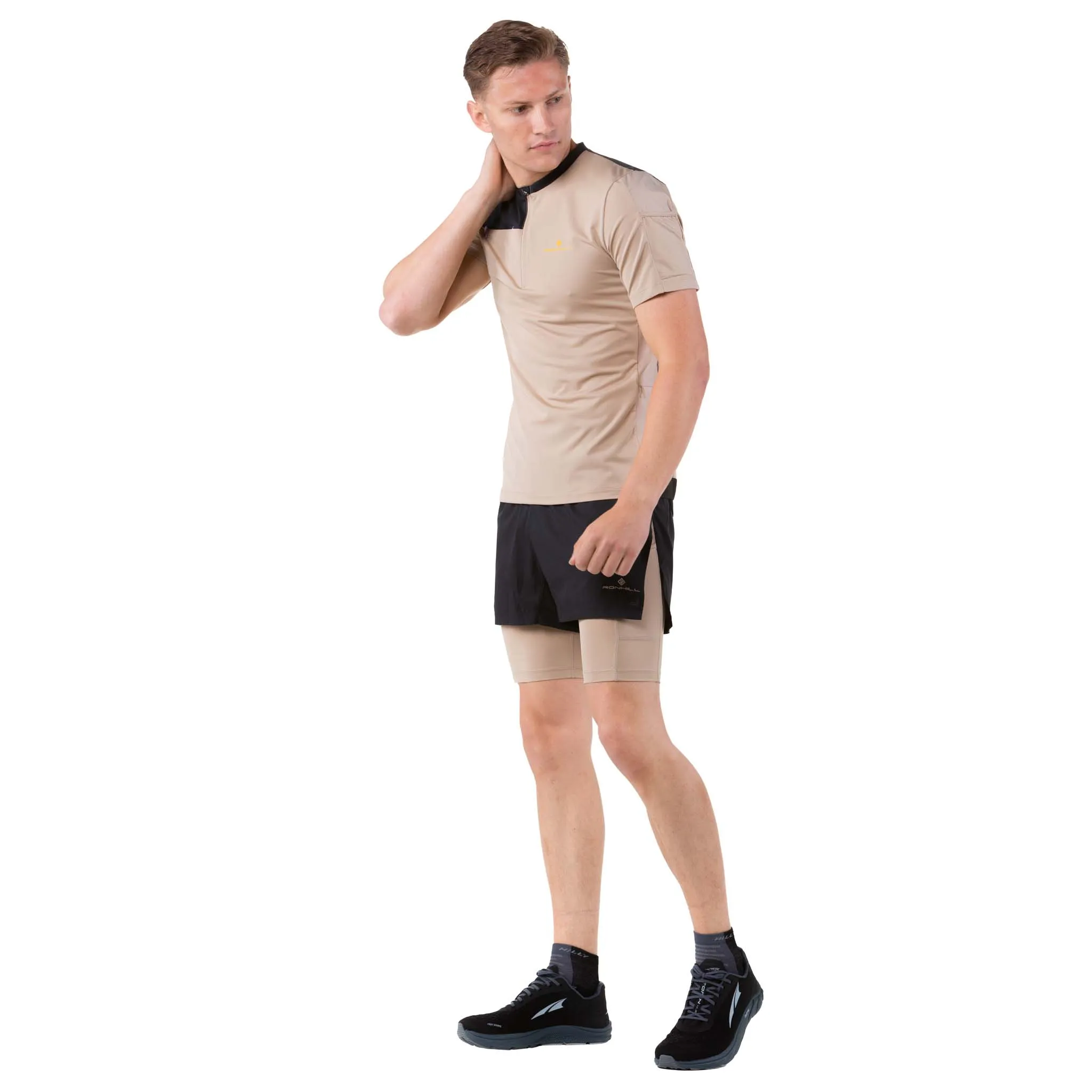 Ronhill | Men's Tech Ultra 1/2 Zip Tee - Latte