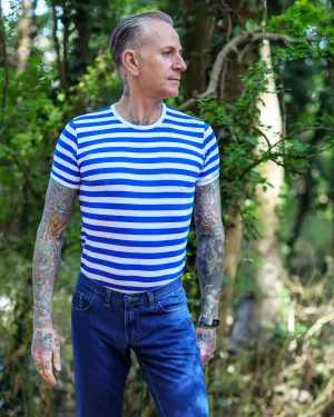 Royal & White Stripe Short Sleeve T Shirt