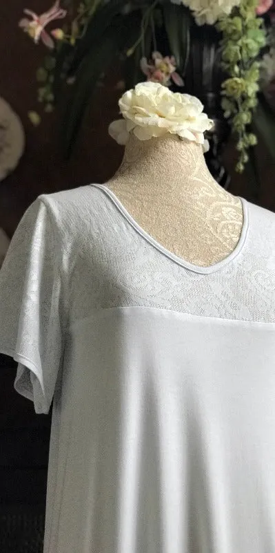 SONYA Short Sleeve V Neck 3/4 Length Gown