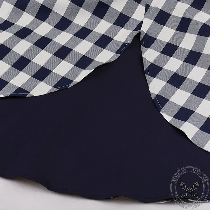 Stylish Bow Patchwork Suspender Dress