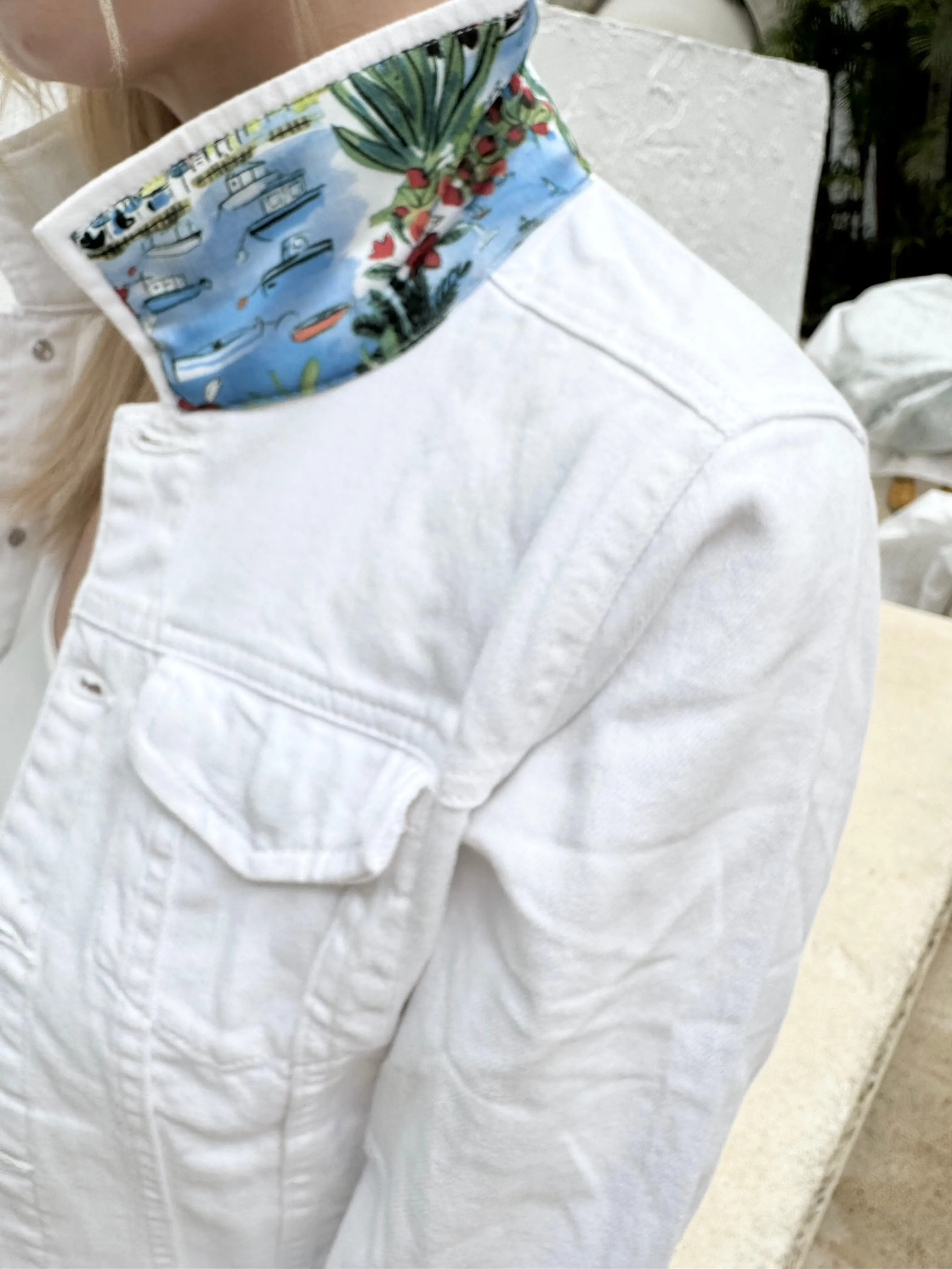 The White Denim Jacket / Tropical Island