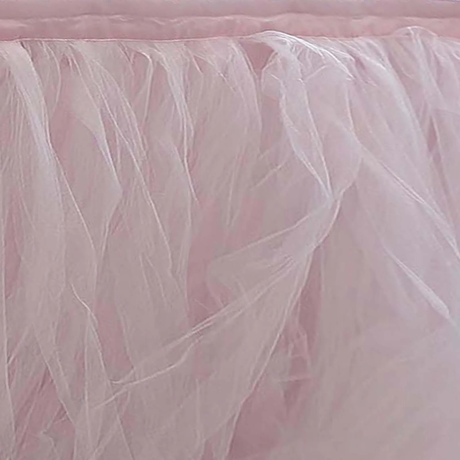 Tulle Table Skirt 14ft Blush - 4 Layer Pleated Tutu Table Cover