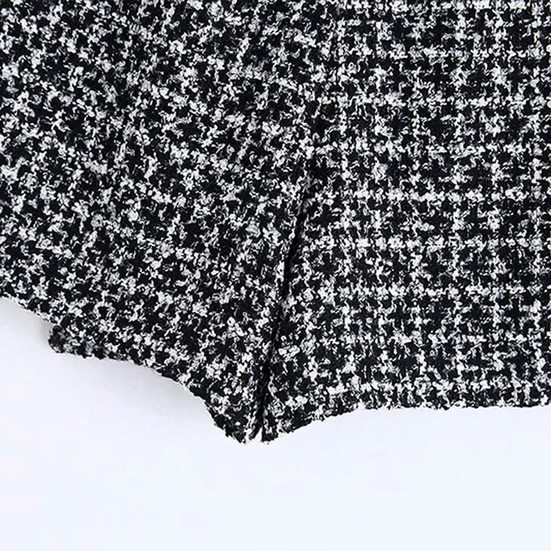 Vintage Houndstooth Women Shorts Skirts High Waist