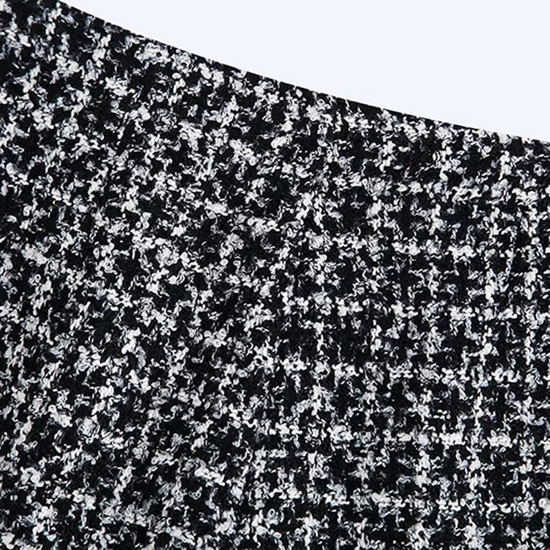 Vintage Houndstooth Women Shorts Skirts High Waist