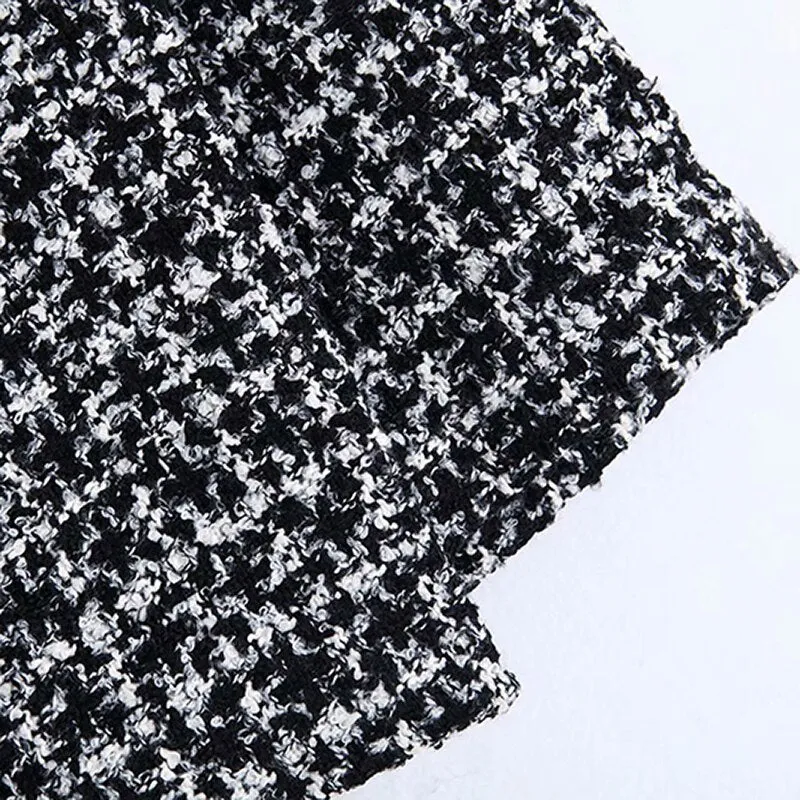 Vintage Houndstooth Women Shorts Skirts High Waist