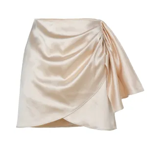 Wrapped Sash Satin Mini Skirt